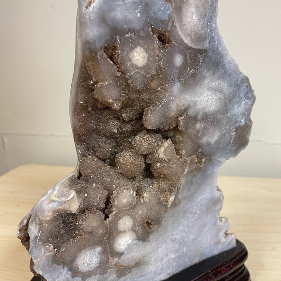 Pink Amethyst druzy slab with customized stand 7.2 LBS